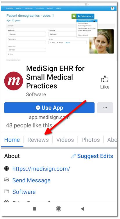 MediSign.com - Facebook review from mobile