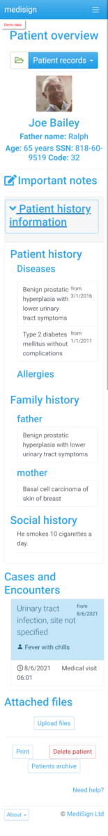 MediSign.com Screenshots on Smartphone - Patient Overview