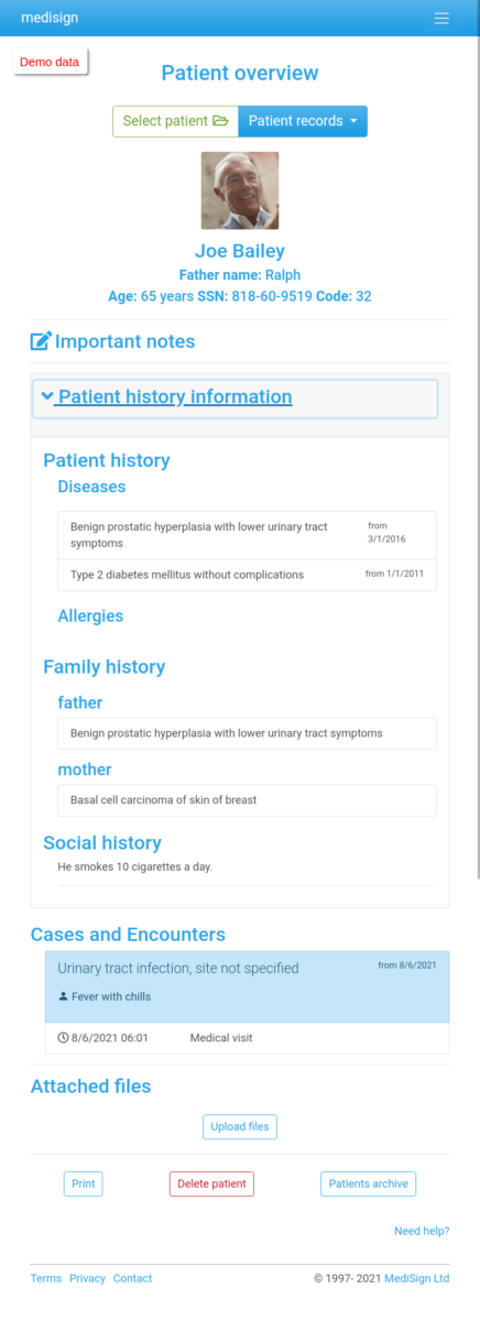 MediSign.com Screenshots on Tablet Portrait - Patient Overview